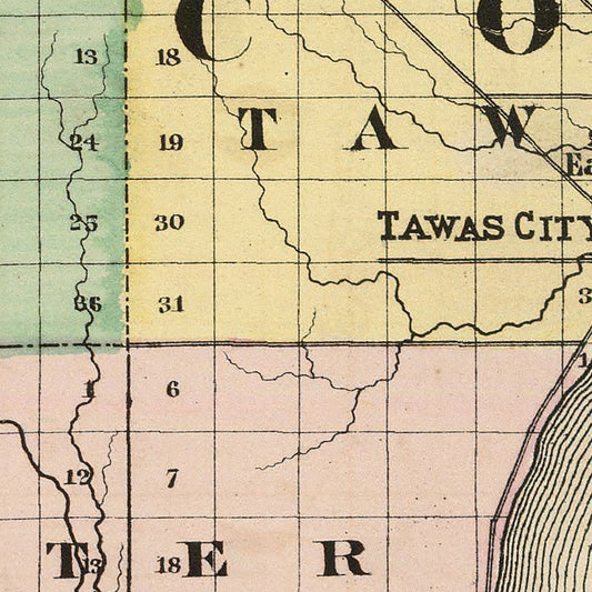 Vintage Map of Iosco County, Michigan, 1873
