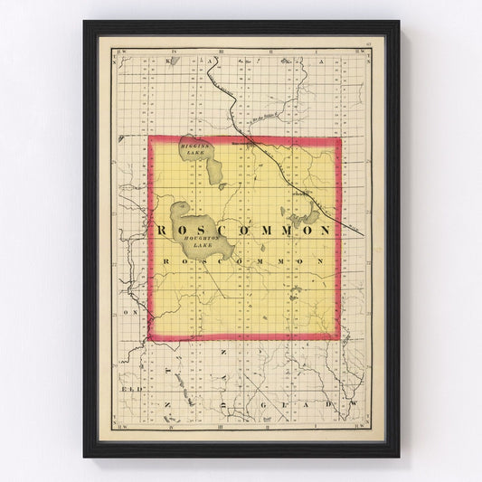 Vintage map of Roscommon County, Michigan, 1873