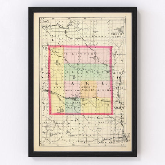 vintage map of Lake County, Michigan, 1873