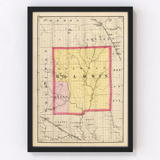 Vintage map of Gladwin County, Michigan, 1873