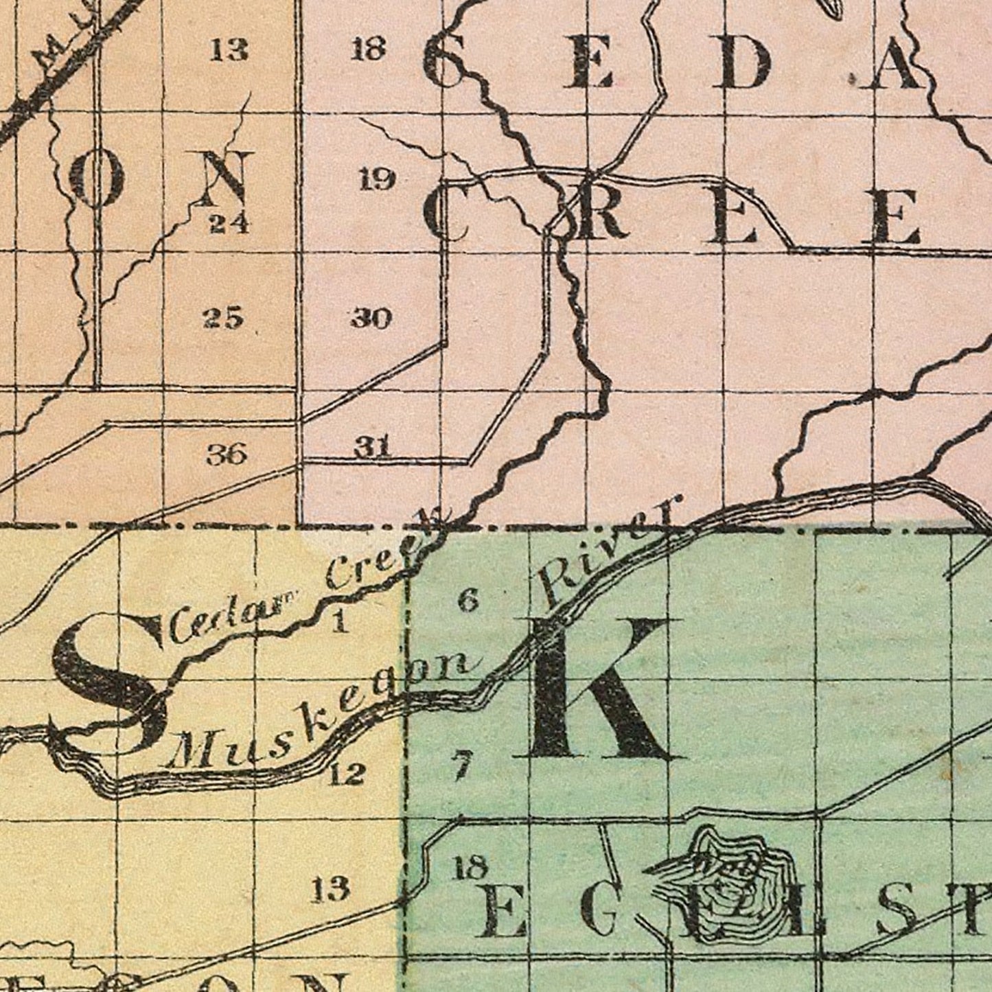 Vintage Map of Muskegon County, Michigan, 1873