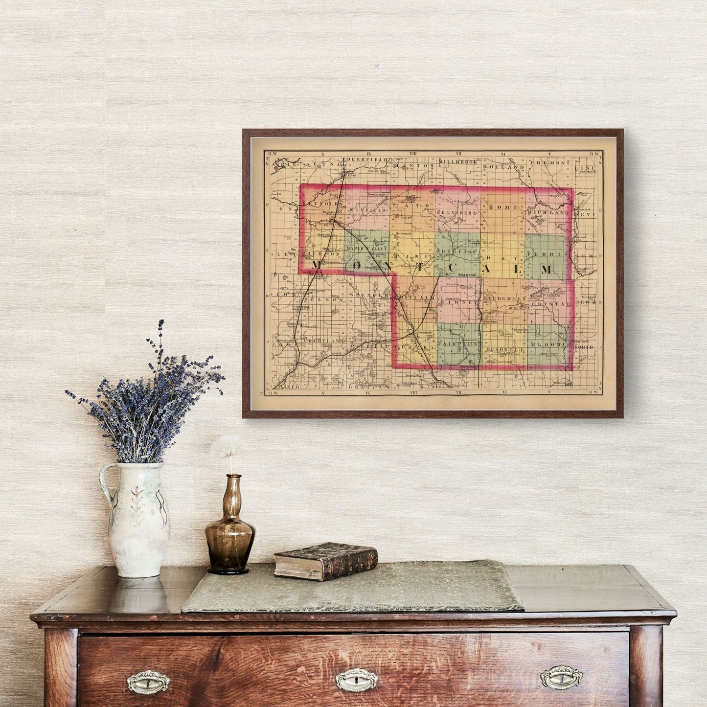 Vintage Map of Montcalm County, Michigan, 1873