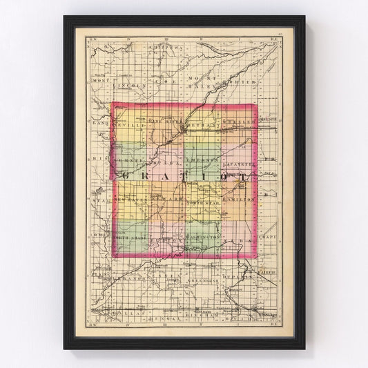 Vintage map of Gratiot County, Michigan, 1873