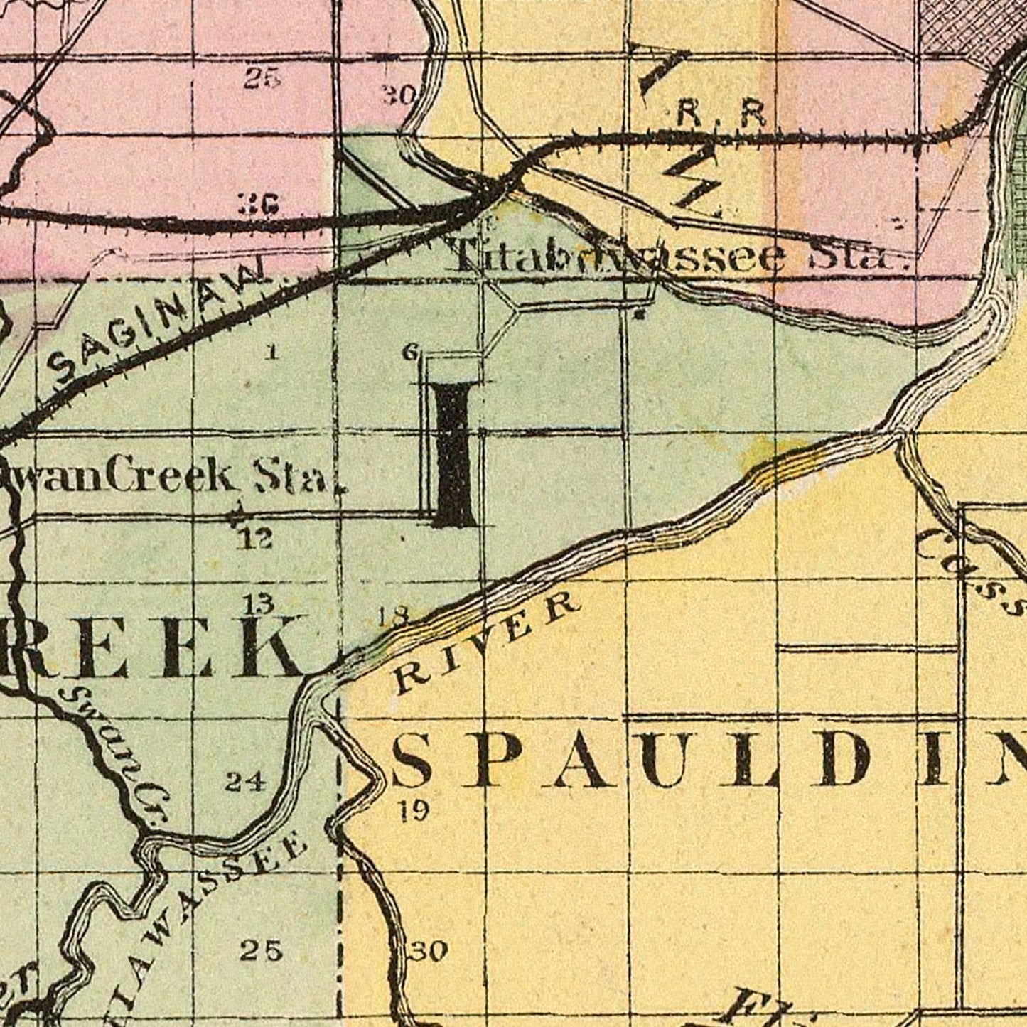 Vintage Map of Saginaw County, Michigan, 1873