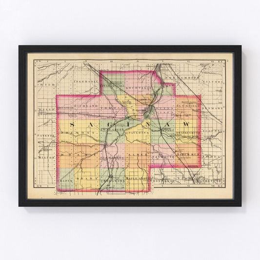 vintage map of Saginaw County, Michigan, 1873