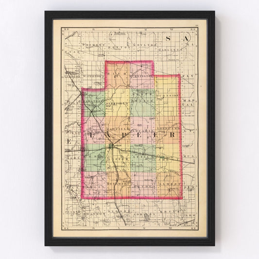 Vintage map of Lapeer County, Michigan, 1873