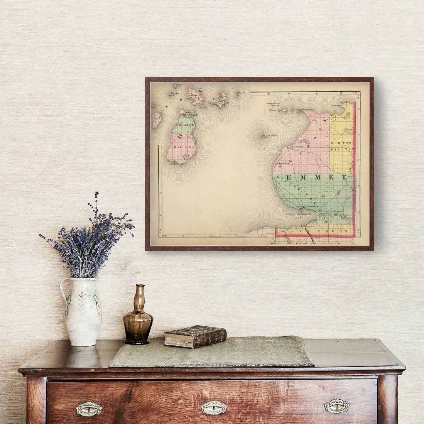 Vintage Map of Emmet County, Michigan, 1873