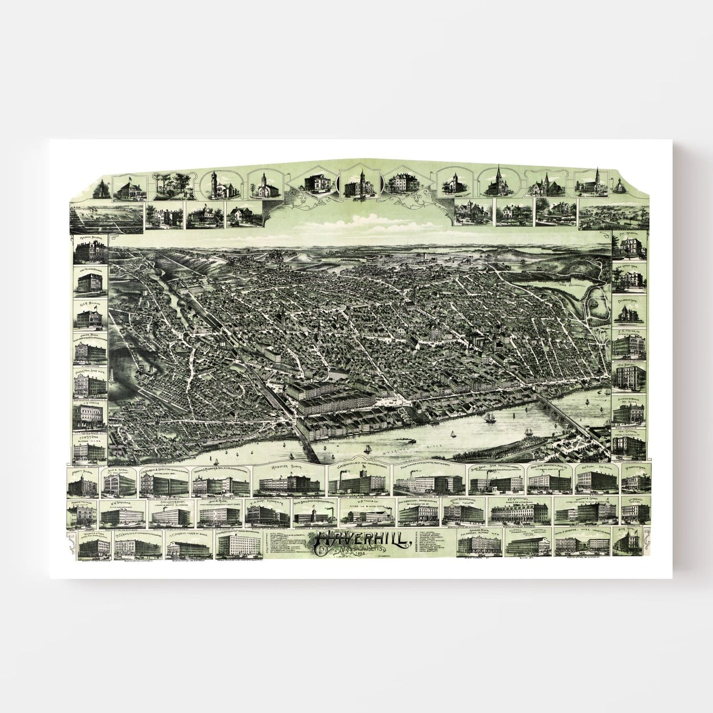 Vintage Map of Haverhill, Massachusetts, 1893