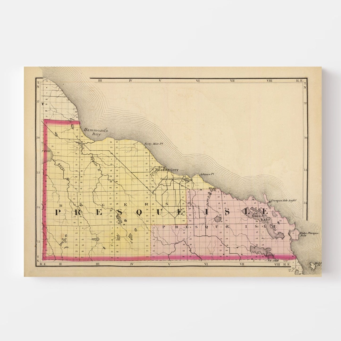 Vintage Map of Presque Isle County, Michigan, 1873