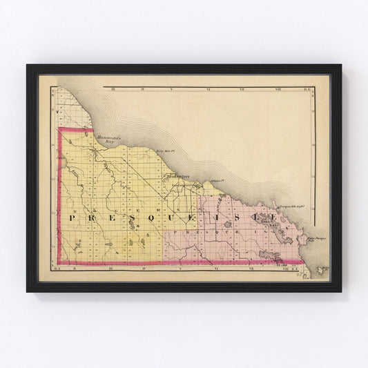 Vintage map of Presque Isle County, Michigan, 1873