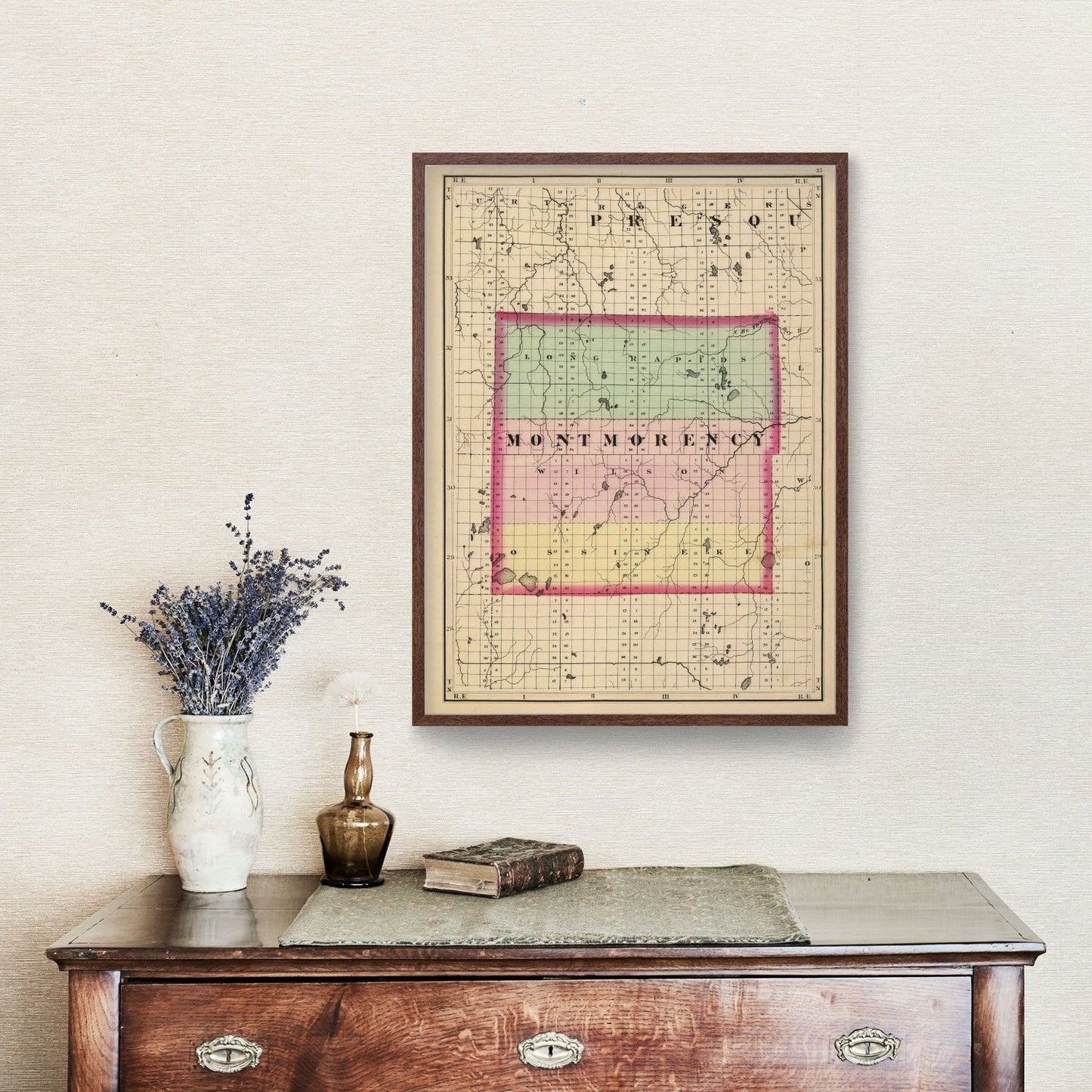 Vintage Map of Montmorency County, Michigan, 1873