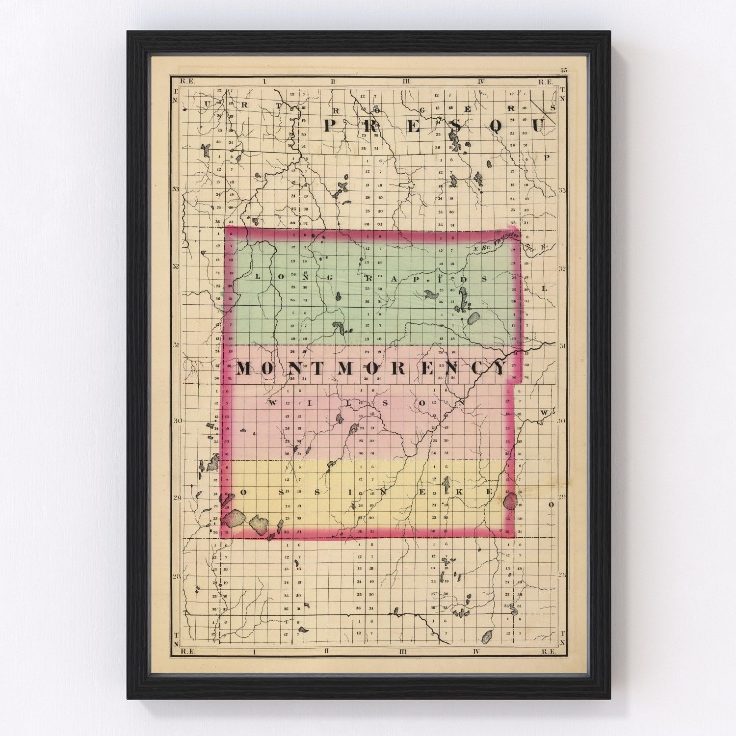 Vintage map of Montmorency County, Michigan, 1873