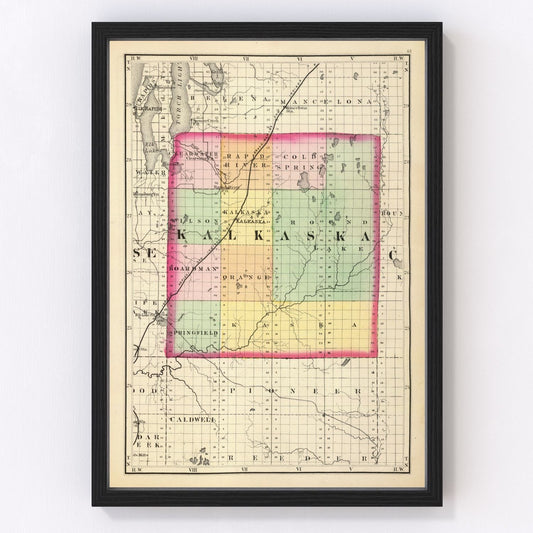Vintage map of Kalkaska County, Michigan, 1873