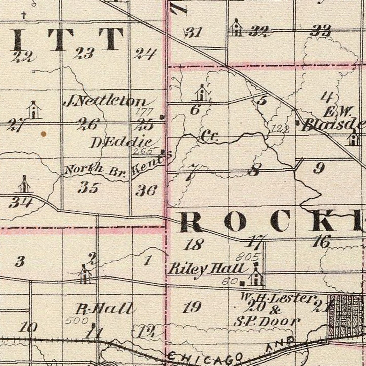 Vintage Map of Winnebago County, Illinois 1876