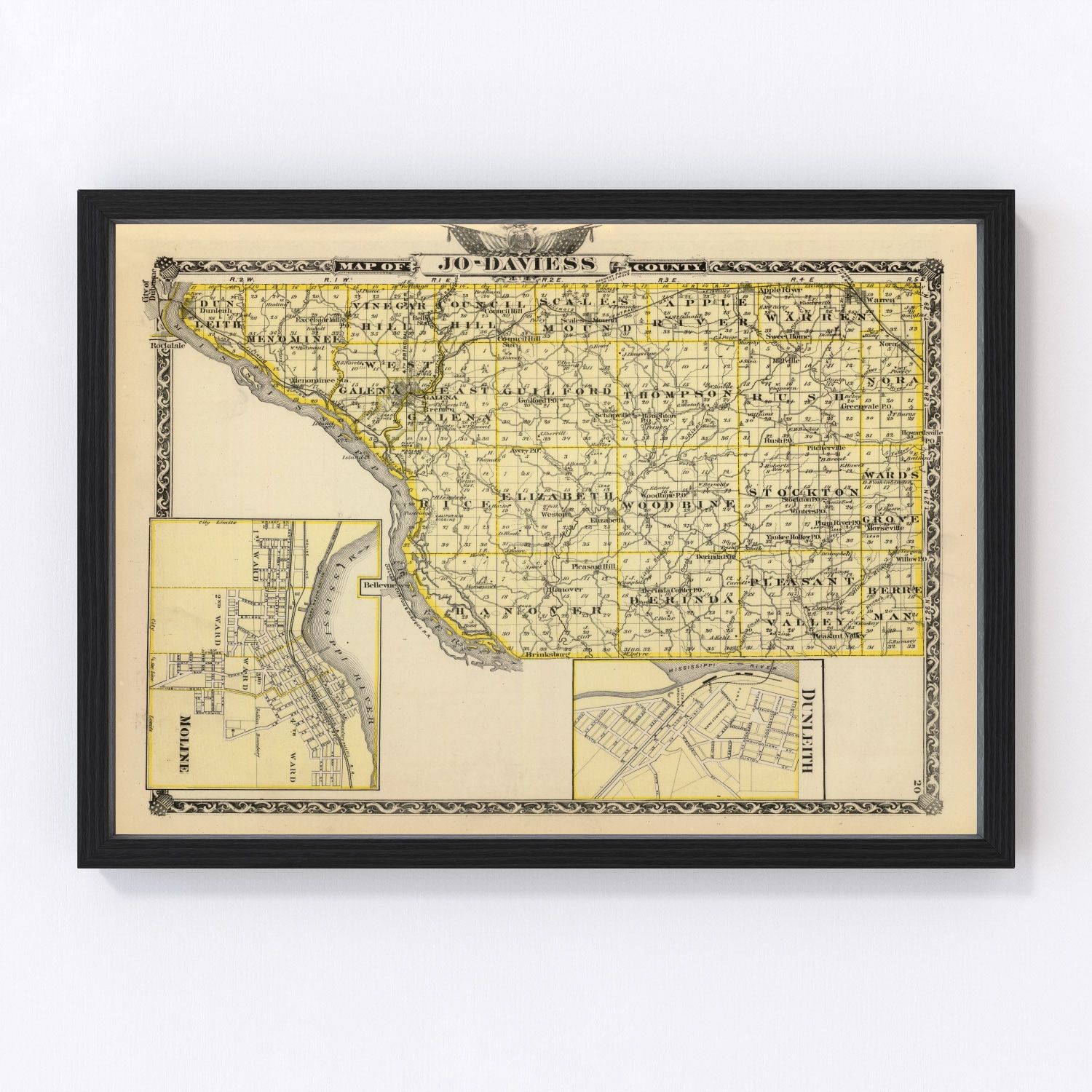 Vintage map of Jo Daviess County, Illinois, 1876