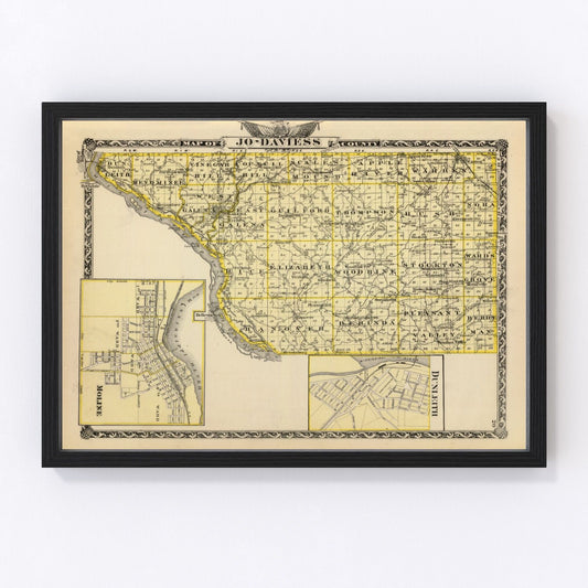 Vintage map of Jo Daviess County, Illinois, 1876