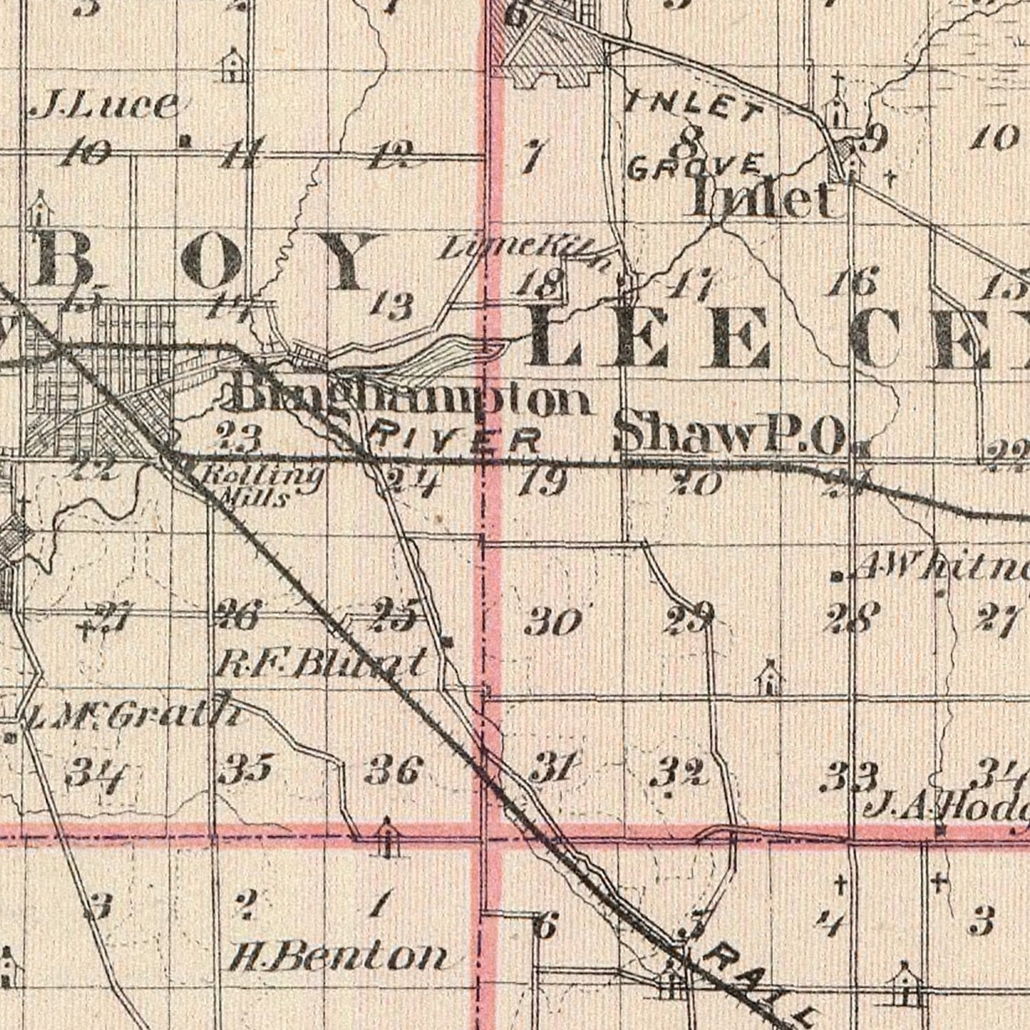 Vintage Map of Lee County, Illinois, 1876
