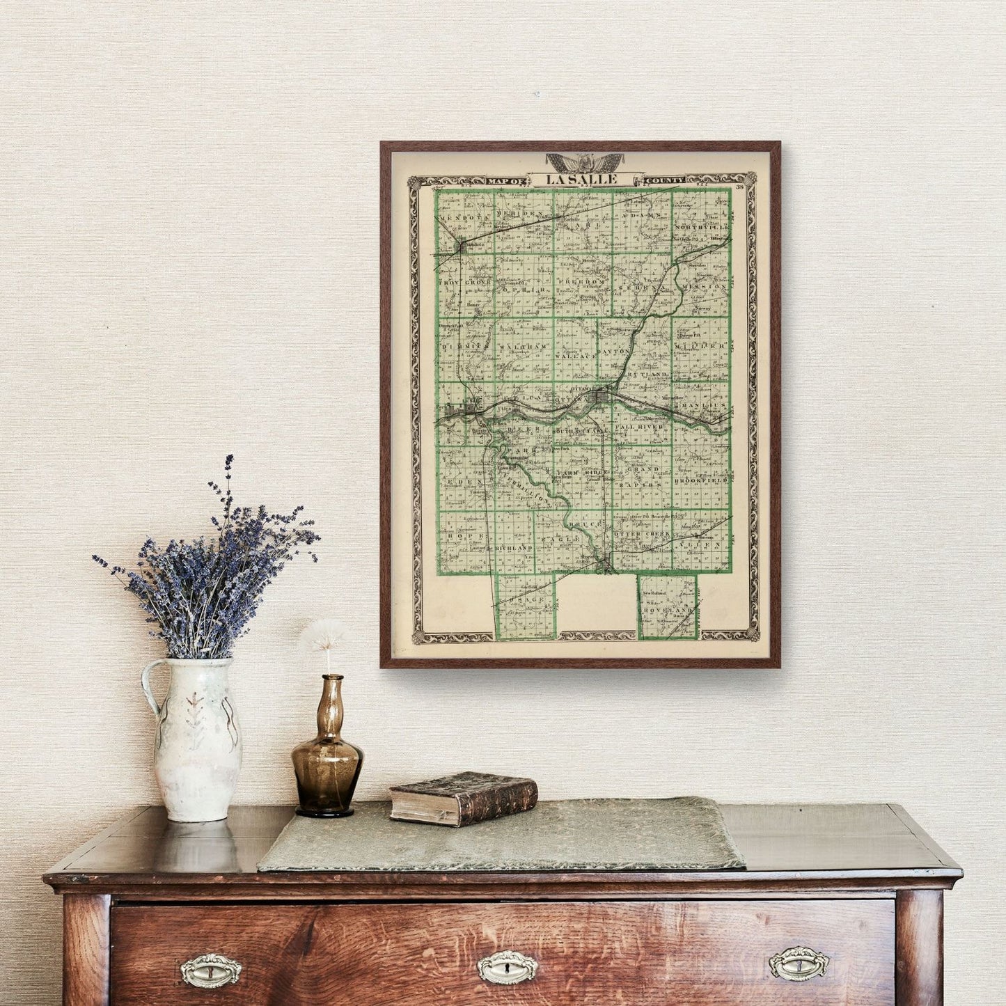 Vintage Map of La Salle County, Illinois, 1876