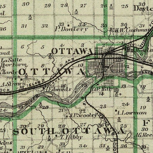 Vintage Map of La Salle County, Illinois, 1876