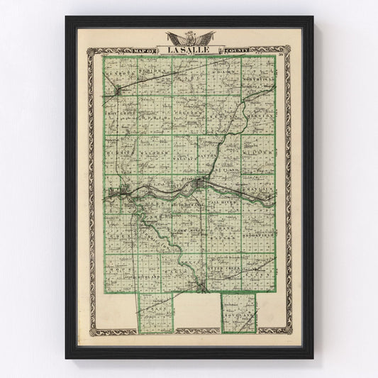 vintage map of La Salle County, Illinois, 1876