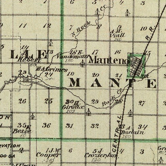 Vintage Map of Kankakee County, Illinois, 1876