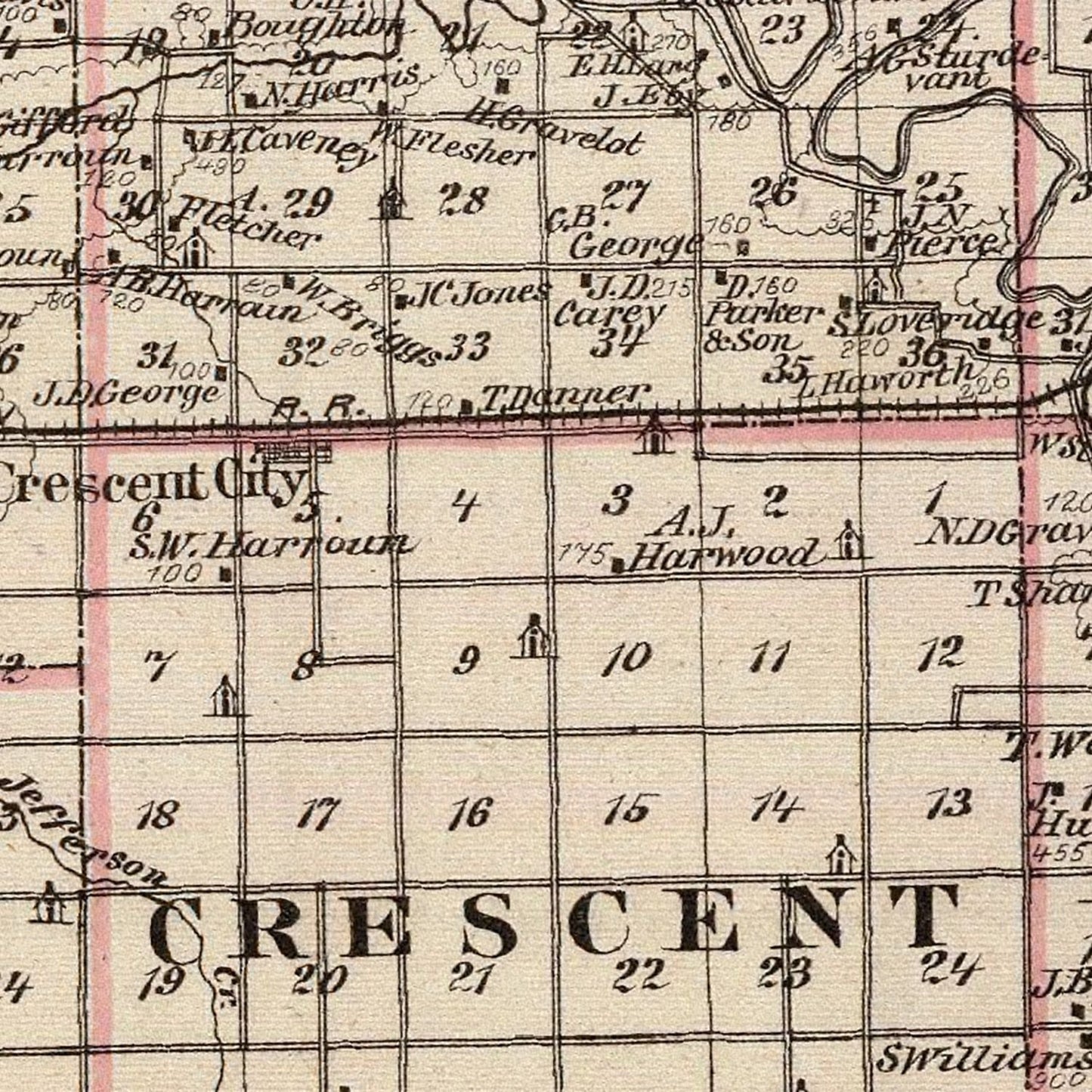 Vintage Map of Iroquois County, Illinois, 1876
