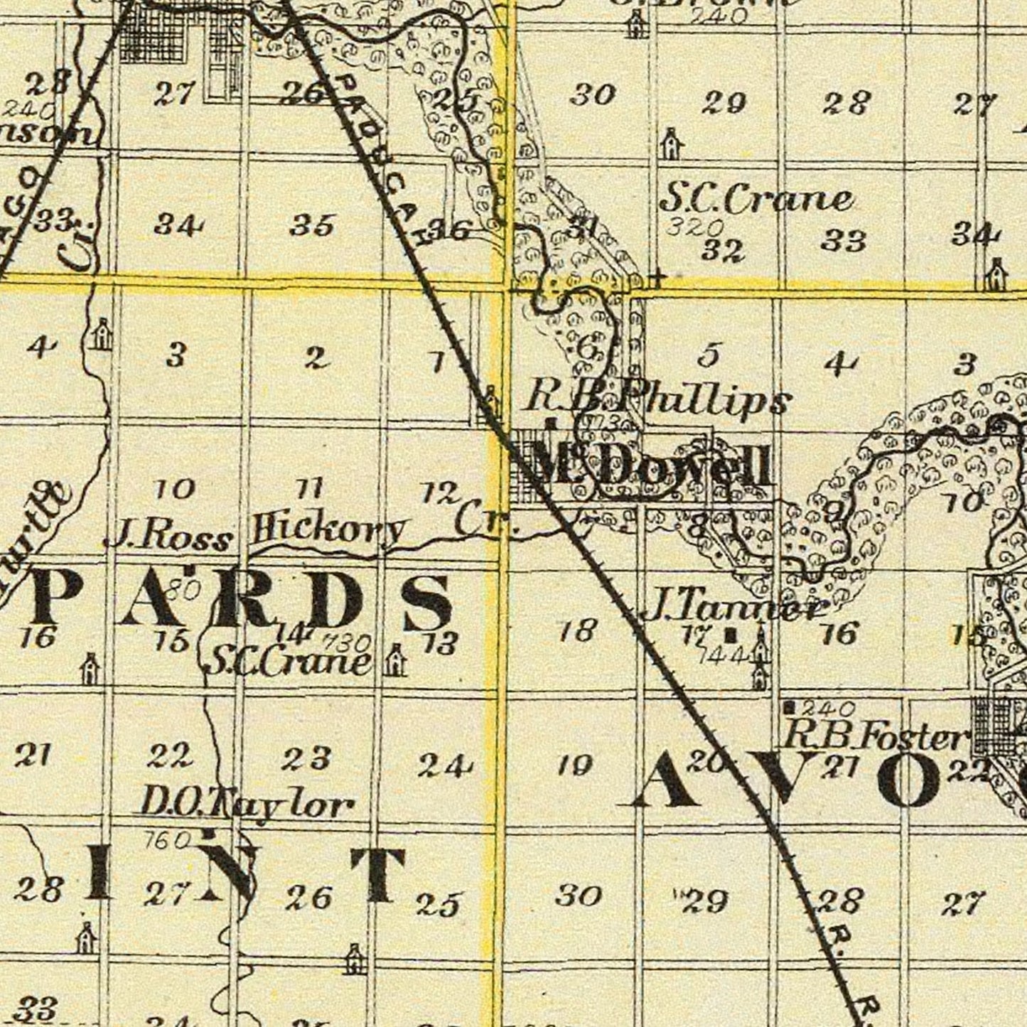 Vintage Map of Livingston County, Illinois, 1876