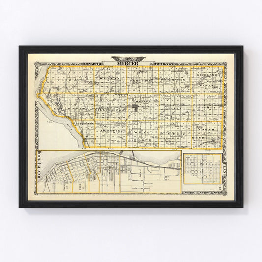 vintage map of Mercer County, Illinois, 1876