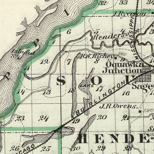 Vintage Map of Henderson County, Illinois, 1876
