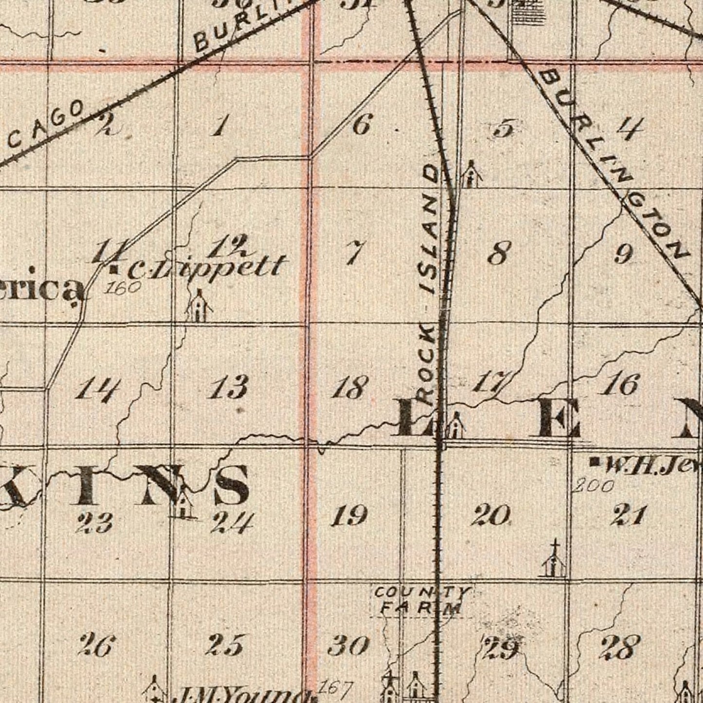 Vintage Map of Warren County, Illinois, 1876