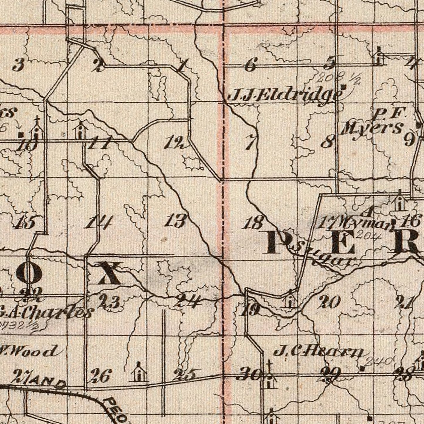 Vintage Map of Knox County, Illinois, 1876