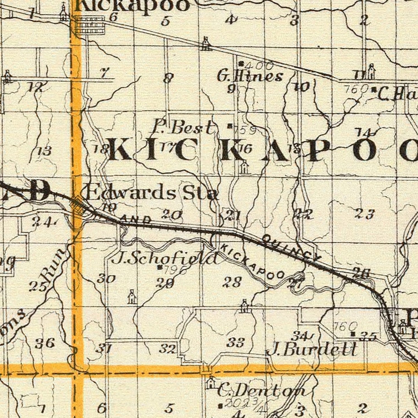 Vintage Map of Peoria County, Illinois, 1876