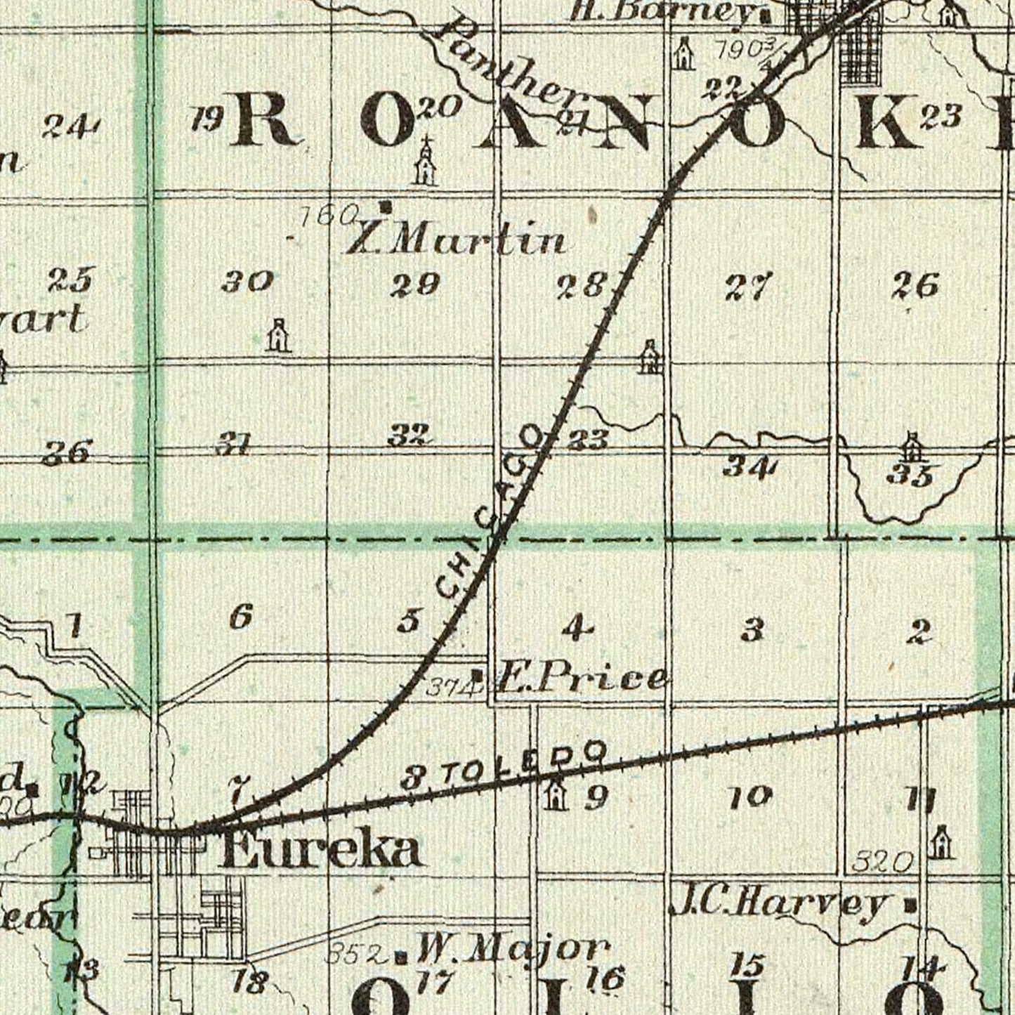 Vintage Map of Woodford County, Illinois 1876