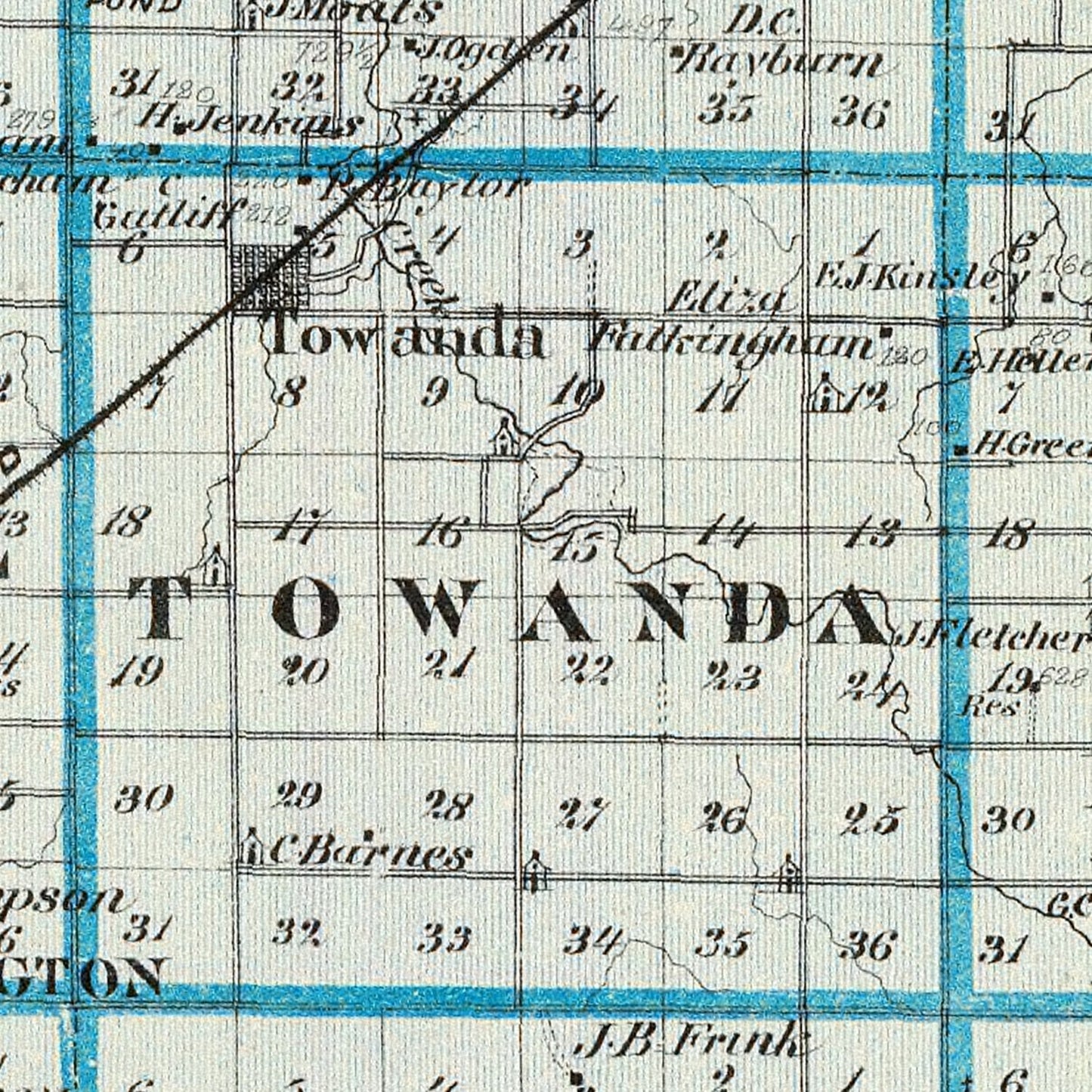 Vintage Map of McLean County, Illinois, 1876