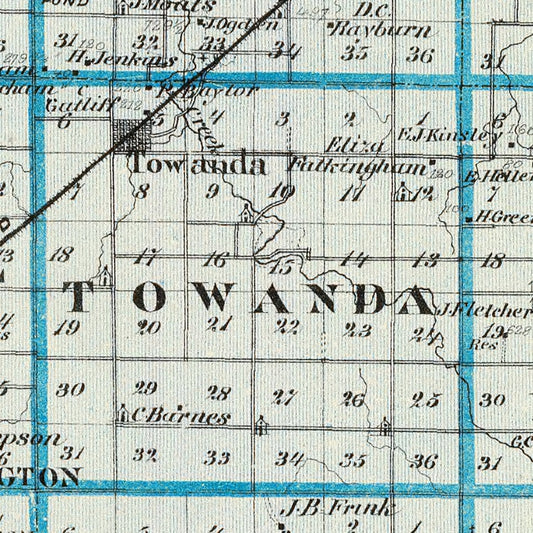 Vintage Map of McLean County, Illinois, 1876