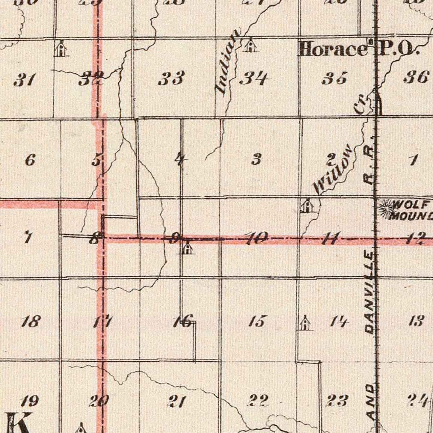 Vintage Map of Edgar County, Illinois, 1876