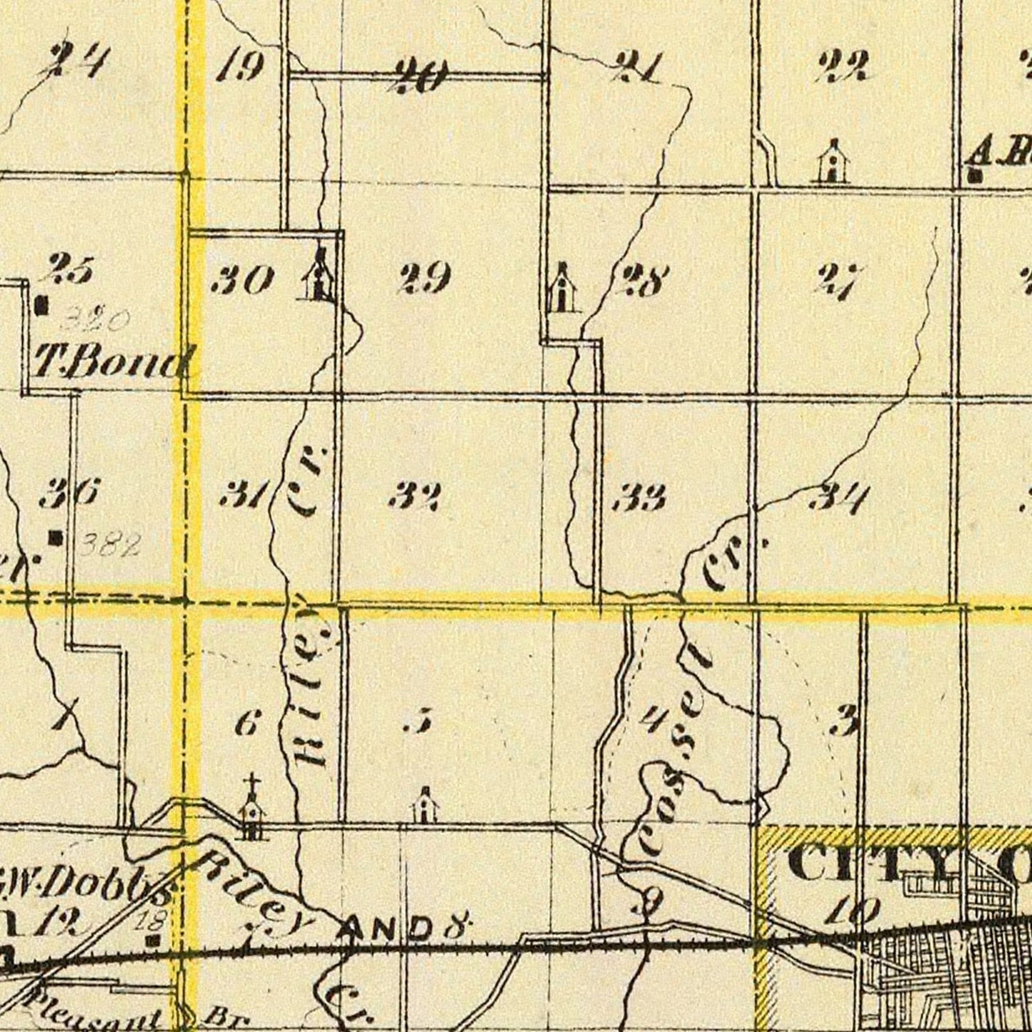Vintage Map of Coles County, Illinois, 1876