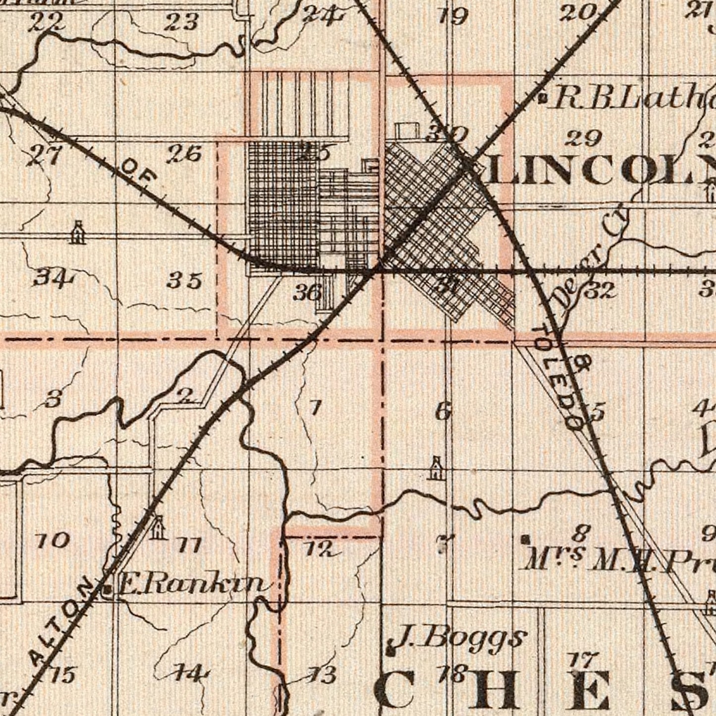 Vintage Map of Logan County, Illinois, 1876
