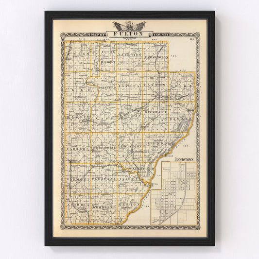 Vintage map of Fulton County, Illinois, 1876