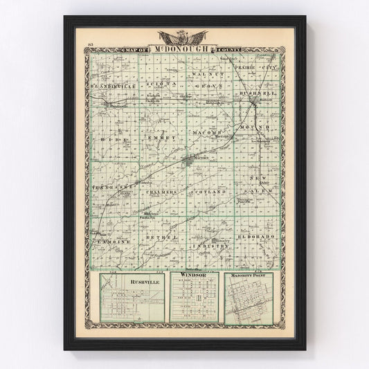 Vintage map of McDonough County, Illinois, 1876