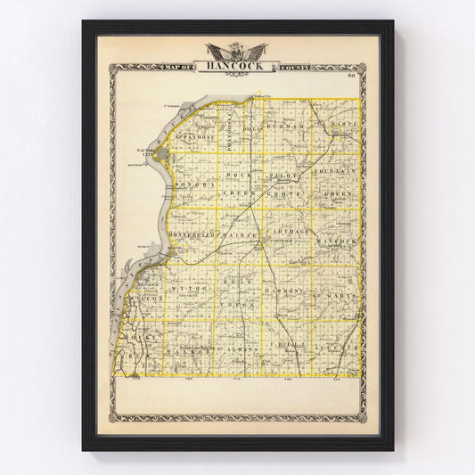 Vintage map of Hancock County, Illinois, 1876