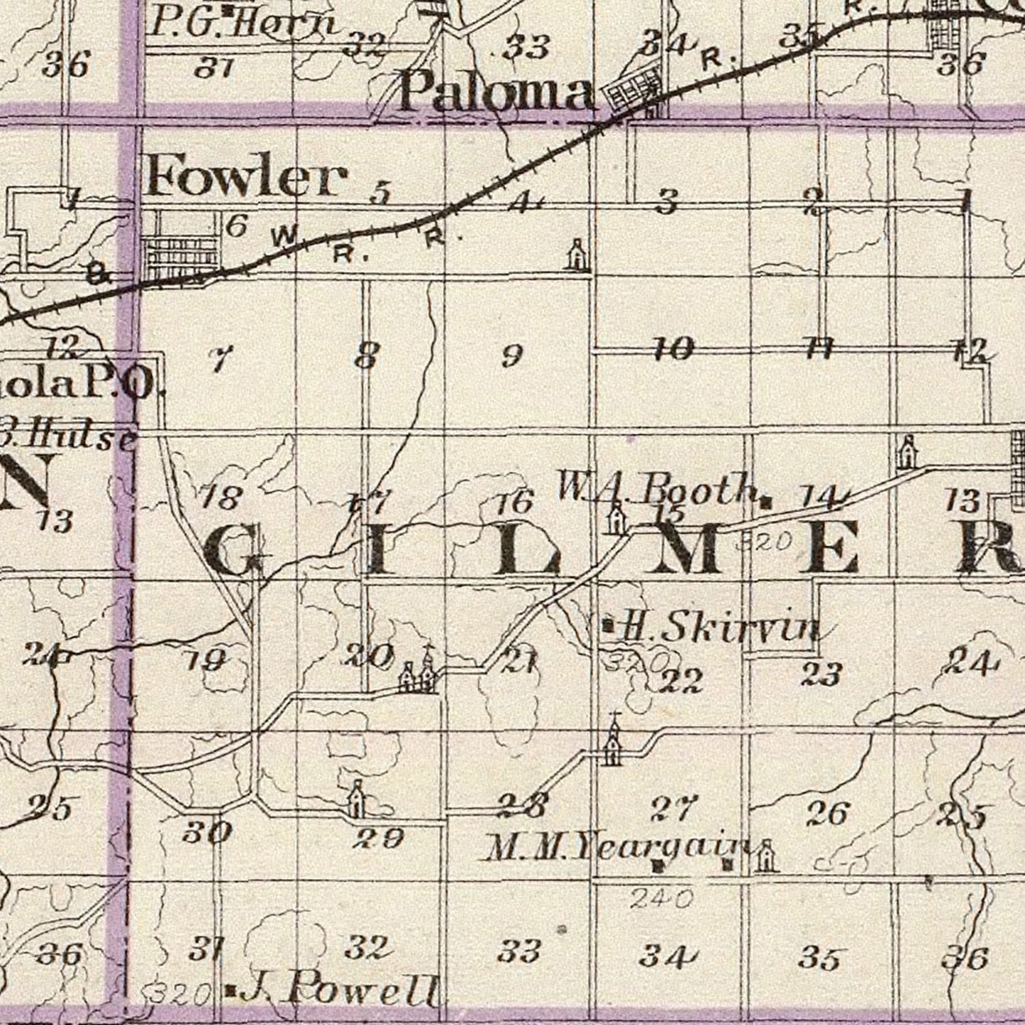 Vintage Map of Adams County, Illinois, 1876