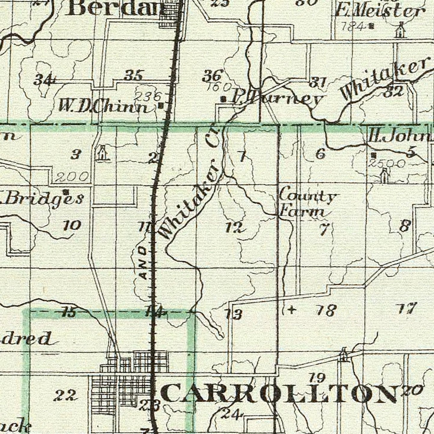 Vintage Map of Greene County, Illinois, 1876