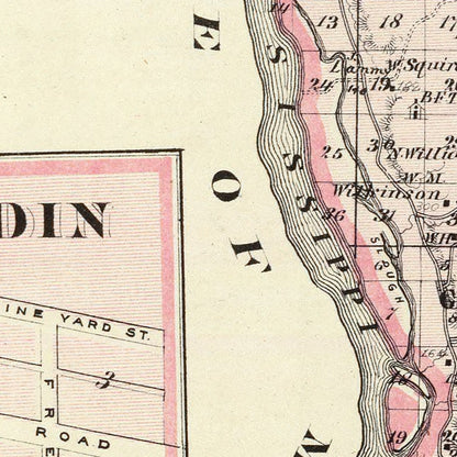 Vintage Map of Calhoun County, Illinois, 1876