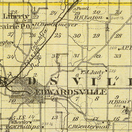 Vintage Map of Madison County, Illinois, 1876
