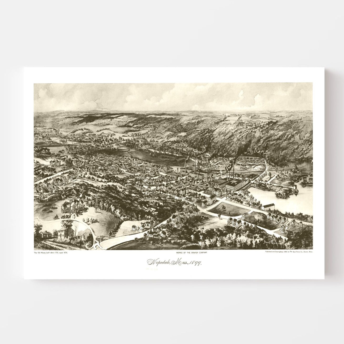 Vintage Map of Hopedale, Worcester County, Massachusetts, 1899