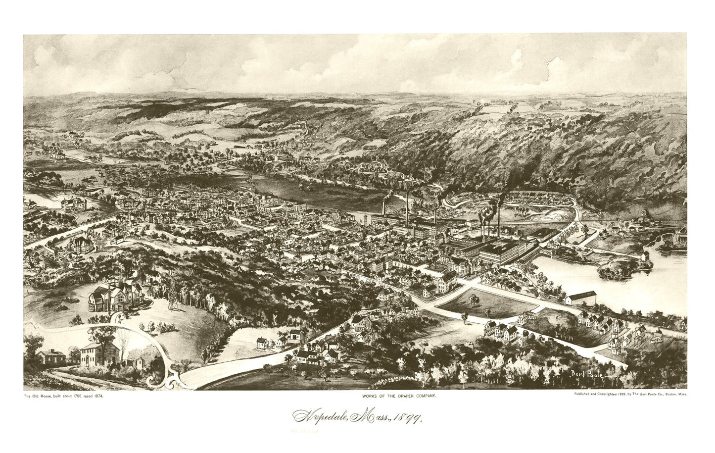Vintage Map of Hopedale, Worcester County, Massachusetts, 1899