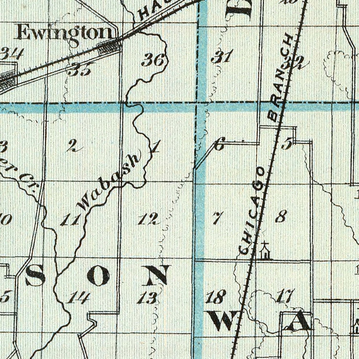 Vintage Map of Effingham County, Illinois, 1876