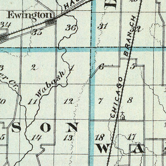 Vintage Map of Effingham County, Illinois, 1876