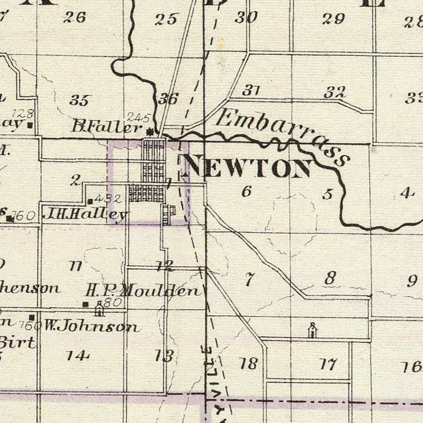 Vintage Map of Jasper County, Illinois, 1876